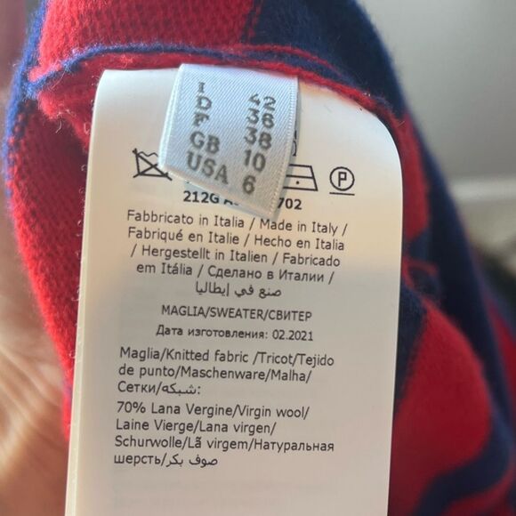 Philosophy di Lorenzo‎ Serafina Navy/Red Stripe Ruffle Sweater size 6 $530 - Picture 9 of 9